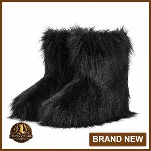 Women's Faux Fur Mid-Calf Snow Boots Warm Winter Fuzzy Boots